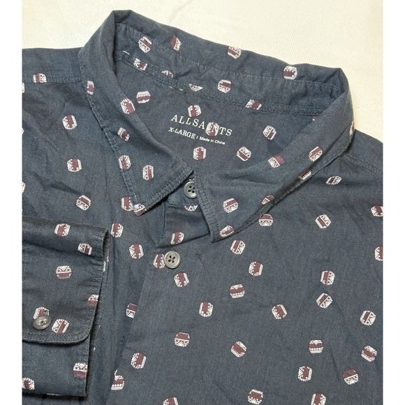 AllSaints Renovo Long Sleeve Shirt Men's XL‎ Black Button Up - Picture 1 of 10